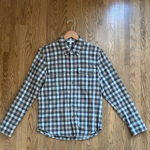 James Perse Black and Brown Plaid Casual Shirt